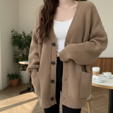 Oversized Gold-Button Cardigan