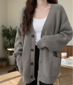 Oversized Gold-Button Cardigan