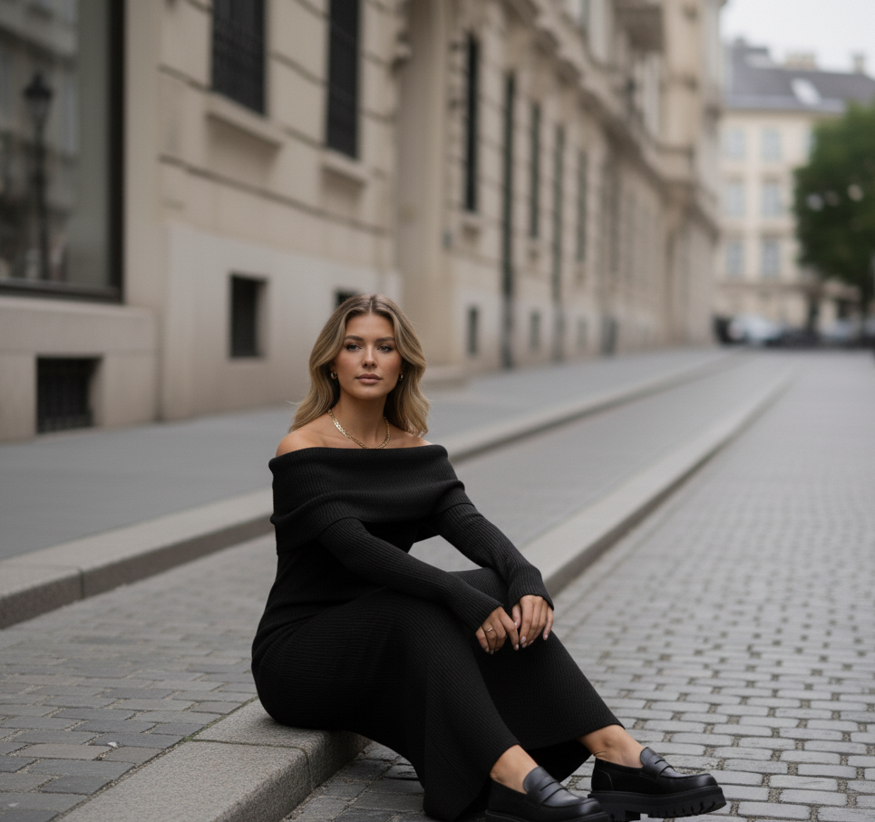 Robe longue en maille à enfiler Danika